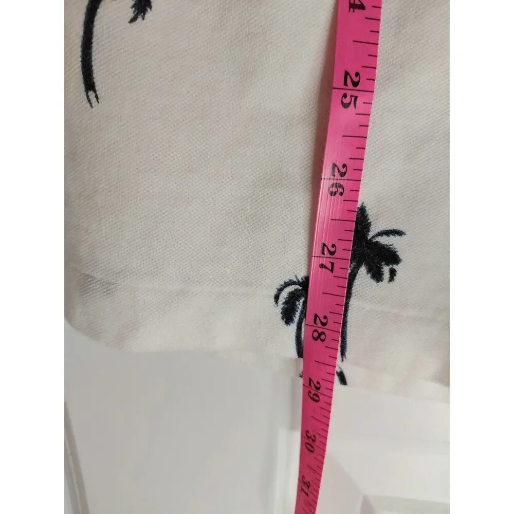 VTG Polo Ralph Lauren Palm Tree Print Polo Shirt White Black Blue L Cruise 2002